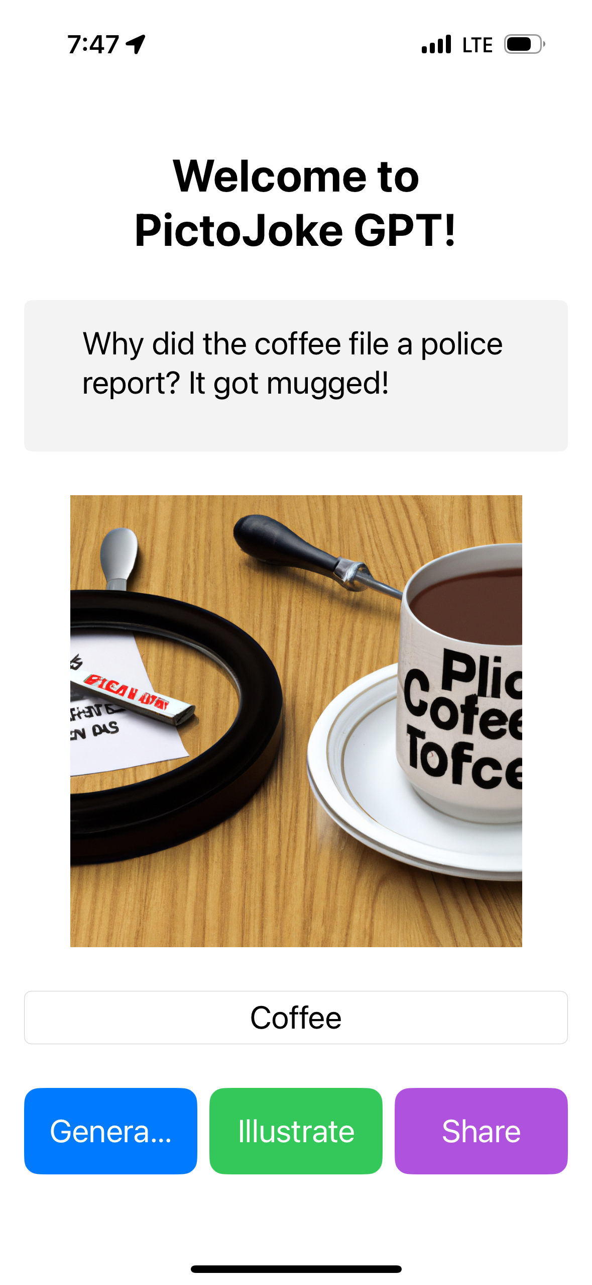 PictoJoke GPT App Screenshot